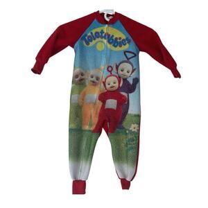 Vintage Teletubbies one piece sleeper pajamas 90s Rare full zip nostalgic 2T